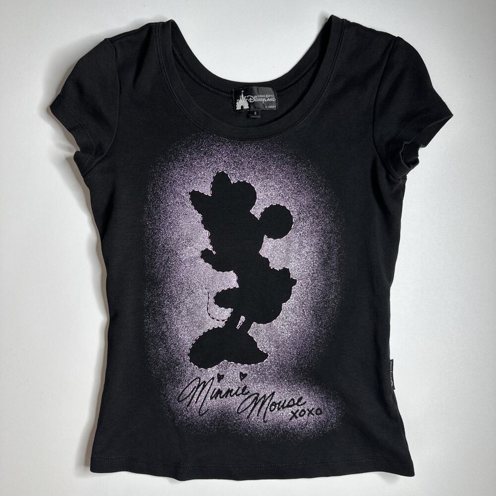 Vintage Disneyland Hong Kong Disneyland Minnie Mouse Glitter TShirt Size Small - Picture 5 of 9